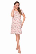 Νυχτικό εγκυμοσύνης και θηλασμού Floral Μπεζ με κοντά μανίκια - Image 4