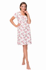 Νυχτικό εγκυμοσύνης και θηλασμού Floral Λευκό με κοντά μανίκια - Image 4