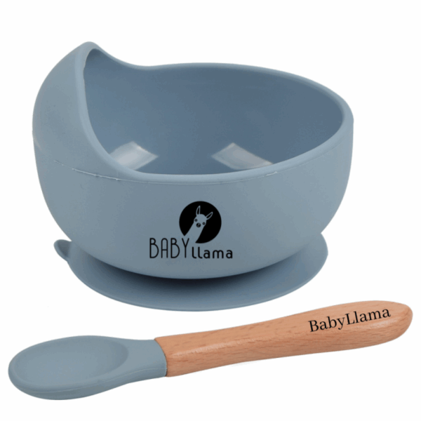 Μπoλ Φαγητού Σιλικόνης με κουτάλι Dusty Blue