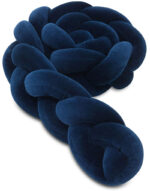 Πάντα πλεξούδα τριπλή χειροποίητη Velvet 200x18εκ Navy - Image 2