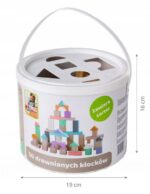 Ξύλινα τουβλάκια 50 τεμ, κουβά + διαλογέας Ecotoys - Image 2