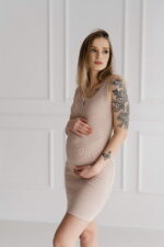 Φόρεμα Εγκυμοσύνης με κουμπιά Powder Pink - Image 2