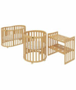 Κούνια 7 σε 1 φυσικό ξύλο με δώρο στρώμα 124x73 cm