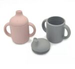 Ποτηράκι σιλικόνης με χερούλια Dusty Pink 120ml - Image 2