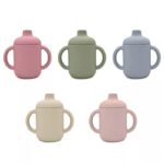 Ποτηράκι σιλικόνης με χερούλια Dusty Pink 120ml - Image 7