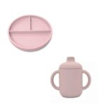 Σετ Φαγητού Πιάτο με χωρίσματα + Ποτηράκι με χερούλια Dusty Pink - Image 4