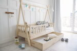 Tipi Plus with fence rail παιδικό κρεβάτι φυσικό ξύλο μασίφ με συρτάρι / δεύτερο κρεβάτι - Image 2