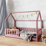 Κρεβάτι Σπιτάκι 200x160 μασίφ με προστατευτικό κάγκελο - Image 5