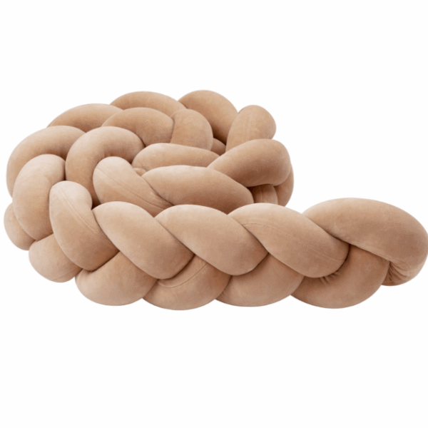 Πάντα πλεξούδα τριπλή χειροποίητη Velvet 200x18εκ warm beige