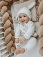 Πάντα πλεξούδα τριπλή χειροποίητη Velvet 200x18εκ warm beige - Image 3