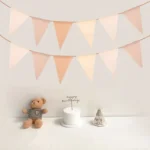 Σημαιάκια Μπεζ Λευκά από λινάτσα - Image 4