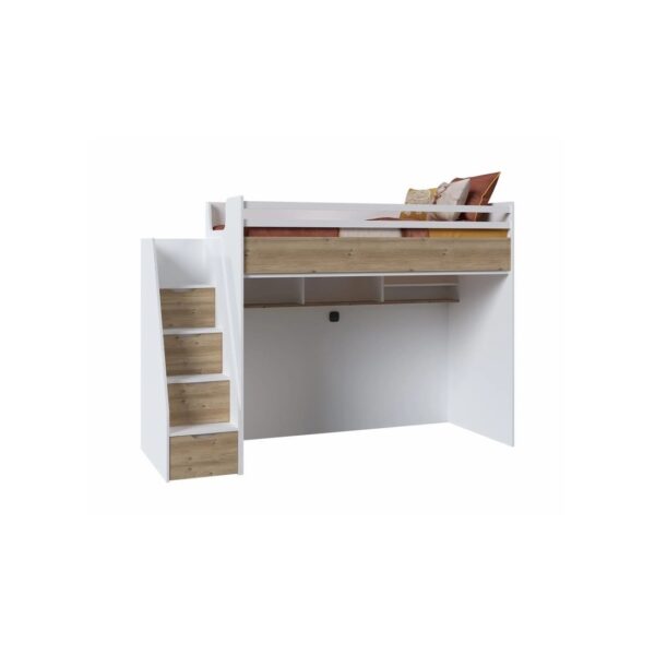 JOKER παιδική κουκέτα ΛΕΥΚΟ / ΦΥΣΙΚΟ ΞΥΛΟ για στρώμα 100 X 200