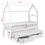Tobi 2 ατόμων Σπιτάκι κρεβάτι ΜΑΣΙΦ με Αφαιρούμενη σκεπή και συρόμενο - Image 5