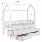 Tobi 2 ατόμων Σπιτάκι κρεβάτι ΜΑΣΙΦ με Αφαιρούμενη σκεπή και συρόμενο - Image 4