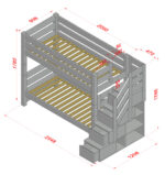 EVEREST Κουκέτα ΜΑΣΙΦ για στρώματα 200×90 με Σκαλοπάτια Γκρι - Image 3