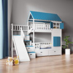 IVI Κουκέτα με ενιαία σκεπή, σκαλοπάτια και τσουλήθρα ΜΑΣΙΦ ξύλο