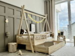 Tipi PLUS with rung rail παιδικό κρεβάτι φυσικό ξύλο μασίφ με συρτάρι / δεύτερο κρεβάτι - Image 2