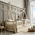 Tipi DUO PLUS with rung rail παιδικό κρεβάτι φυσικό ξύλο μασίφ με συρτάρι / δεύτερο κρεβάτι