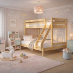 Everest Ημίδιπλη Κουκέτα μασίφ για 3 παιδιά