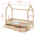 Naomi 2 Κρεβάτι Σπιτάκι ΜΑΣΙΦ Ξύλο με Αφαιρούμενη Σκεπή - Image 3