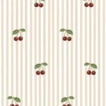 Ταπετσαρία Little Cherries on Beige Stripes