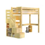 Everest κουκέτα Ημιώροφου μασίφ με σκαλοπάτια φυσικό ξύλο