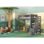 Everest κουκέτα Ημιώροφου μασίφ με σκαλοπάτια Γκρι - Image 5