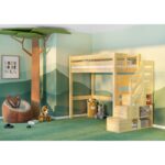 Everest κουκέτα Ημιώροφου μασίφ με σκαλοπάτια φυσικό ξύλο - Image 7