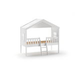 Housebed Λευκό Υπερυψωμένο Κρεβάτι με σκάλα  90X200 εκ.