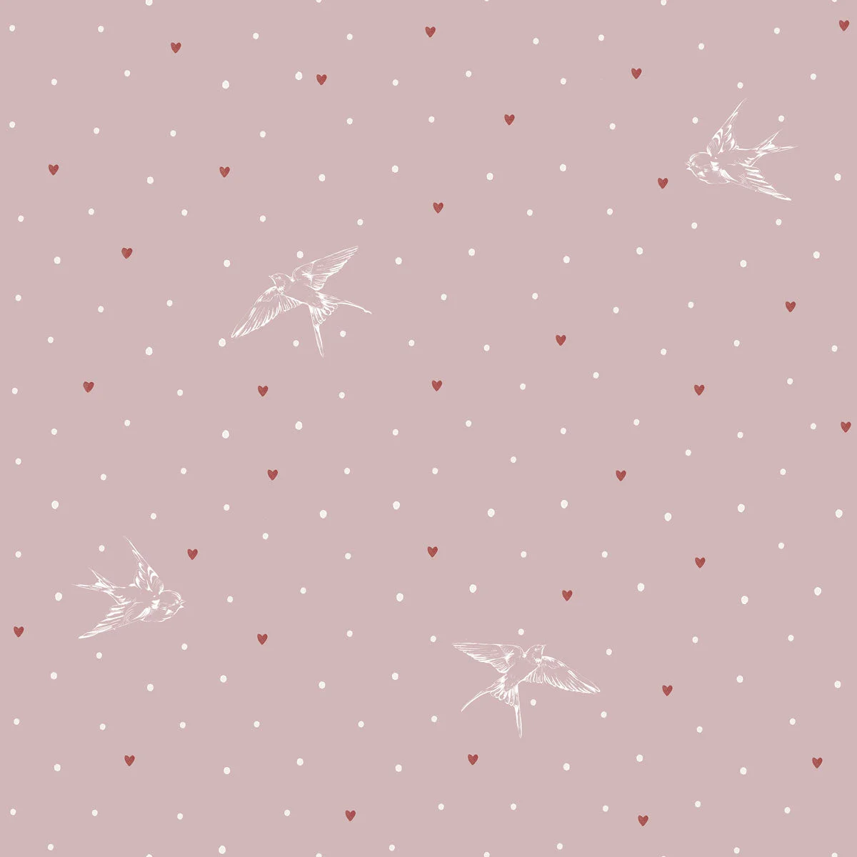 Swallows-on-pink Ταπετσαρία Swallows on pink - Image 1