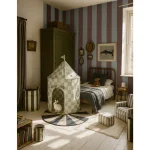 Ταπετσαρία Wide stripes classy brown and misty blue - Image 3