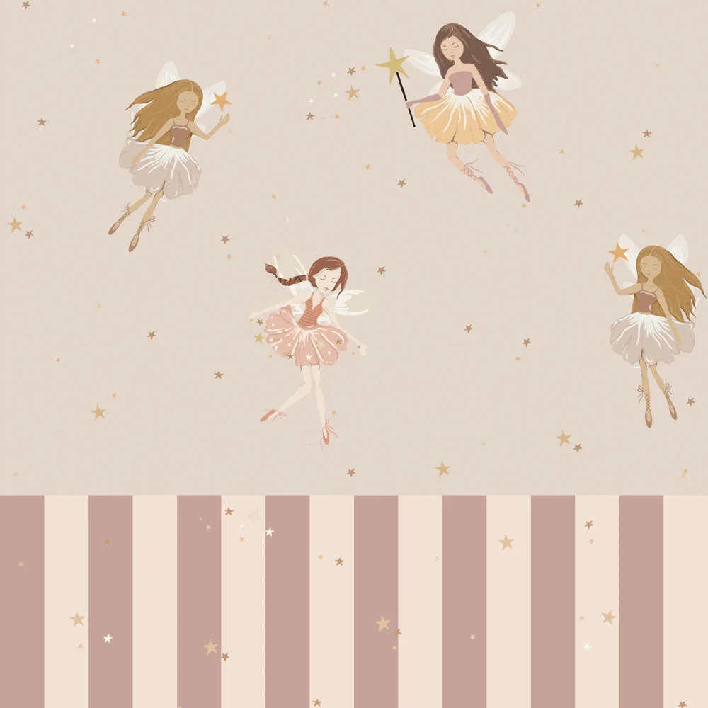 fairies-beigeandstripes Ταπετσαρία Fairies Beige And Stripes - Image 1