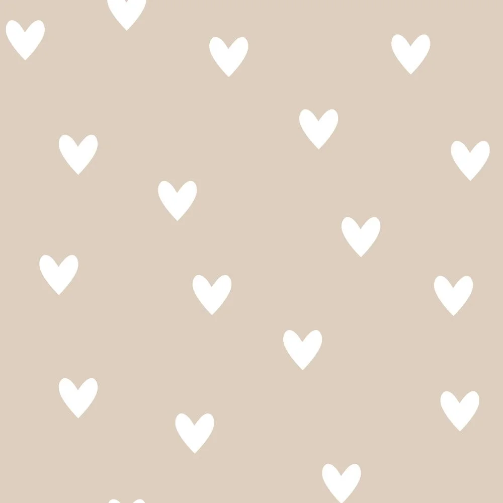 hearts_beige_ Ταπετσαρία Simple Hearts Beige - Image 1