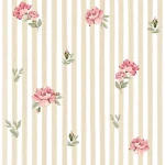 Ταπετσαρία Pink roses on stripes