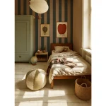 Ταπετσαρία Wide stripes royal green and pink - Image 3