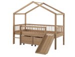 Housebed Forrest με τσουλήθρα από Φυσικό Ξύλο Δρυς 200×90 (Αποσπώμενη σκεπή) - Image 4