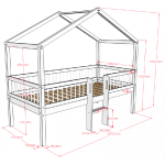 Κρεββάτι Housebed με σκάλα Forrest από Φυσικό Ξύλο Δρυς 200×90 (αποσπώμενη σκεπή) - Image 3