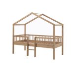 Κρεββάτι Housebed με σκάλα Forrest από Φυσικό Ξύλο Δρυς 200×90 (αποσπώμενη σκεπή)
