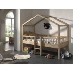 Housebed Forrest με σκάλα από Φυσικό Ξύλο Δρυς 200×90 (Αποσπώμενη σκεπή) - Image 2